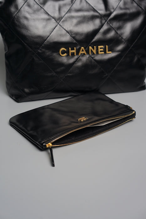 Chanel 22 Tote Small in Black Calfskin (Brand New)