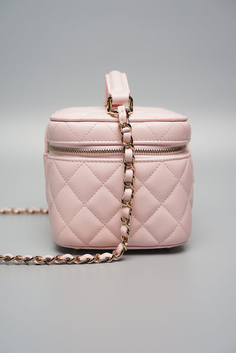 Chanel Pink Caviar Vanity Case with Top Handle (Brand New)