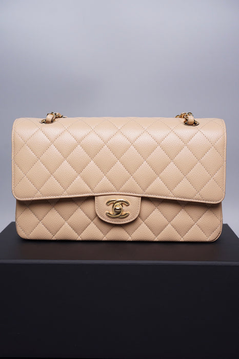 Chanel Medium Double Flap in Beige Caviar Ghw (Brand New)