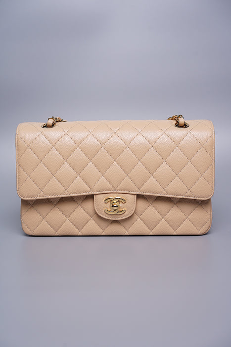 Chanel Medium Double Flap in Beige Caviar Ghw (Brand New)