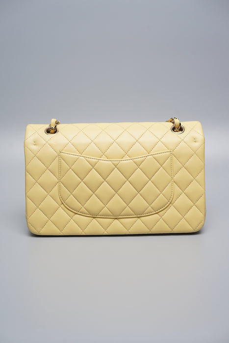 Chanel Double Medium Flap in Yellow Lambskin Ghw (Brand New)