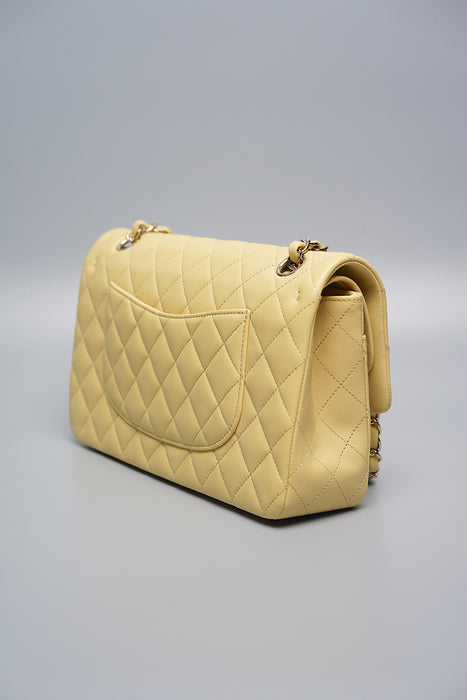 Chanel Double Medium Flap in Yellow Lambskin Ghw (Brand New)