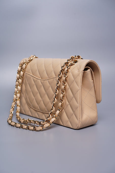 Chanel Medium Double Flap in Beige Caviar Ghw (Brand New)