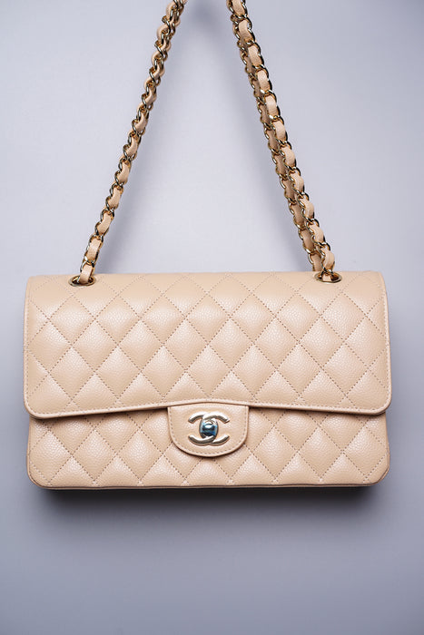 Chanel Medium Double Flap in Beige Caviar Ghw (Brand New)