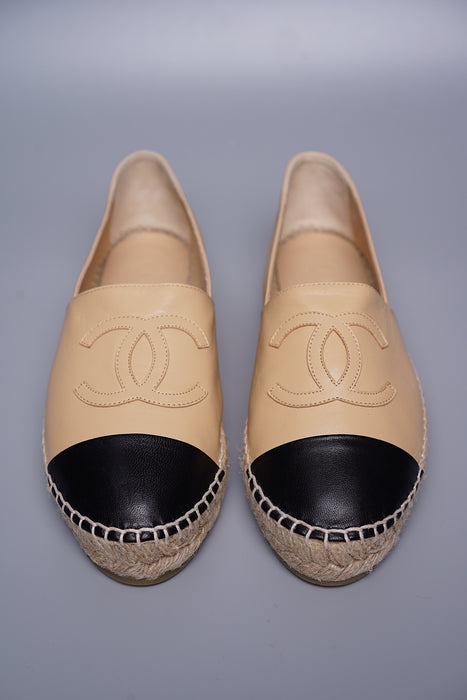 Chanel Beige Lambskin Espadrilles Size 37 (Brand New)