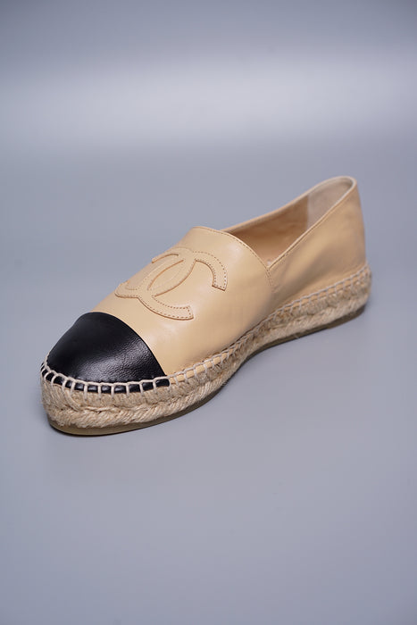 Chanel Beige Lambskin Espadrilles Size 37 (Brand New)