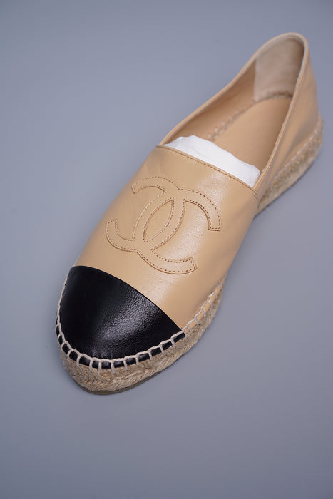 Chanel Beige Lambskin Espadrilles Size 37 (Brand New)