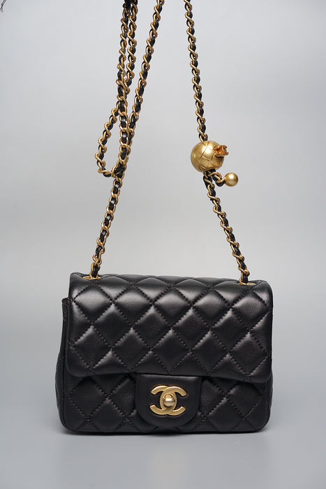 Chanel Pearl Crush Mini Square in Black Ghw– orangeporter