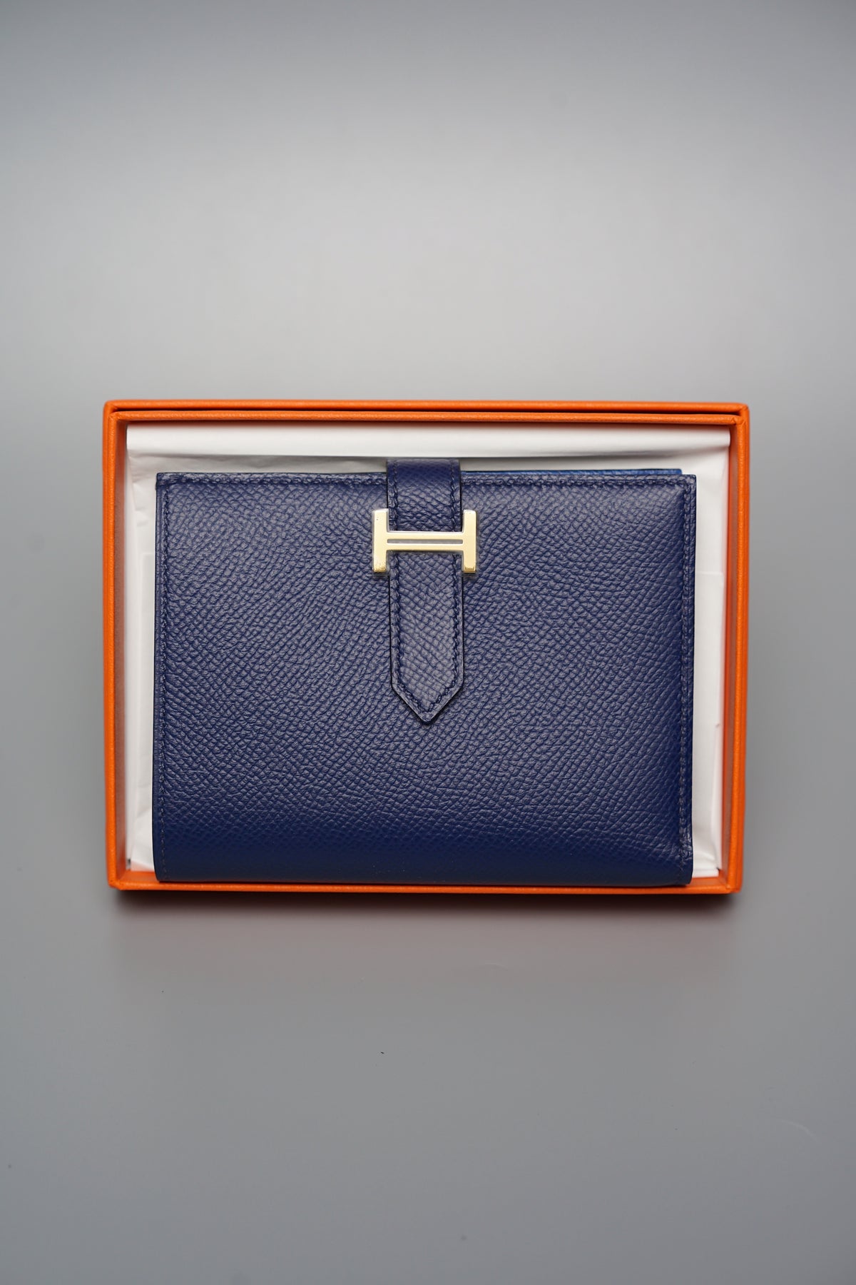Hermes Bleu Lin Bearn Wallet
