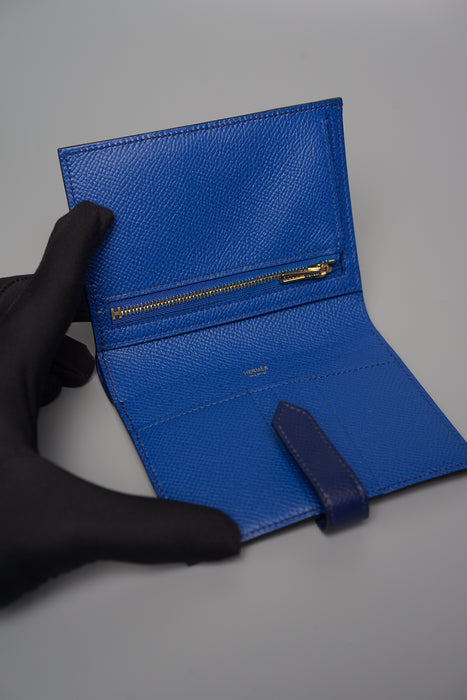 HERMES Epsom Bearn Card Holder Wallet Bleu Saphir 114962