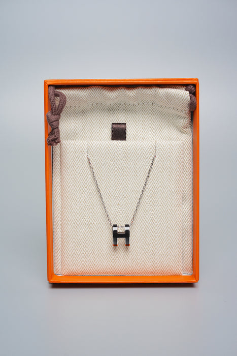 Hermes Pop H Pendant in Noir Phw (Brand New)