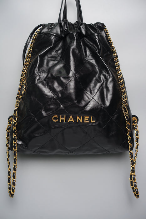 Chanel 22 black small gold hardware GHW brand new tote