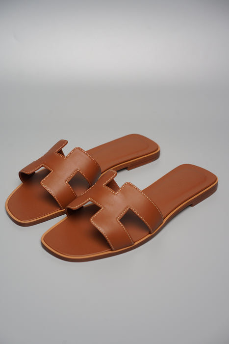 Hermes Oran Sandals in Gold Size 39 (Brand New)