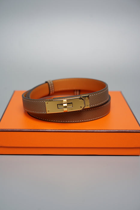 Hermes Kelly 18 Belt Etoupe in Ghw (Brand New)