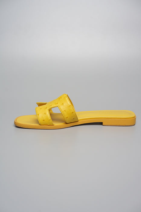 Hermes Oran Sandals in Jaune Citron Ostrich Size 37