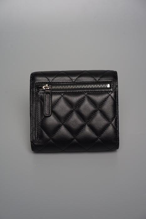 Chanel Compact Flap Wallet in Black Lambskin (Brand New)