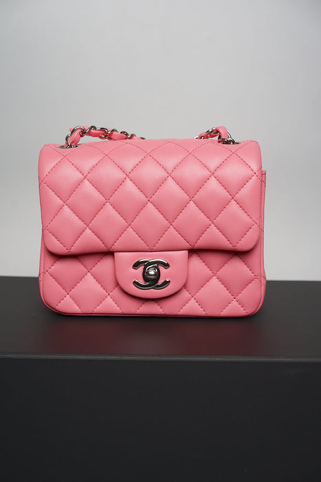 Chanel Mini Square in Pink Lambskin (Brand New)