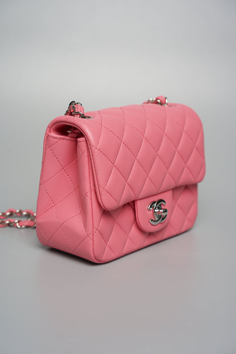 Chanel Mini Square in Pink Lambskin (Brand New)