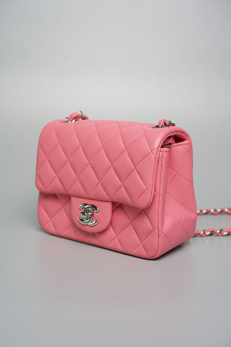 Chanel Mini Square in Pink Lambskin (Brand New)