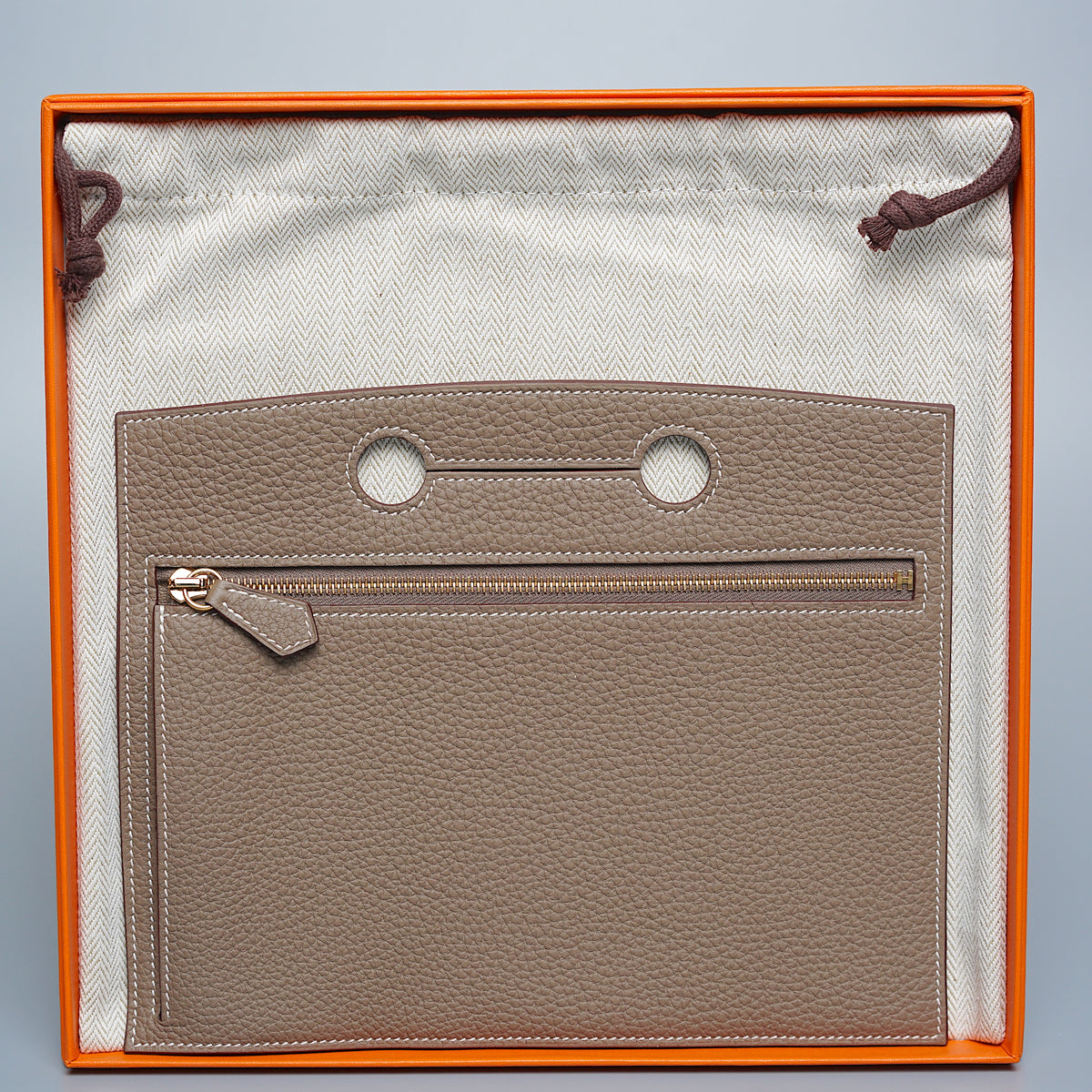 Hermes Backpocket Pouch 25 Detachable Etoupe Gold Hardware Togo Leather in  2023