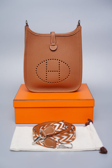 Hermes Mini Evelyne in Gold Phw