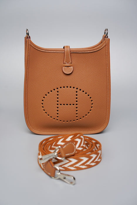 Hermes Mini Evelyne in Gold Phw