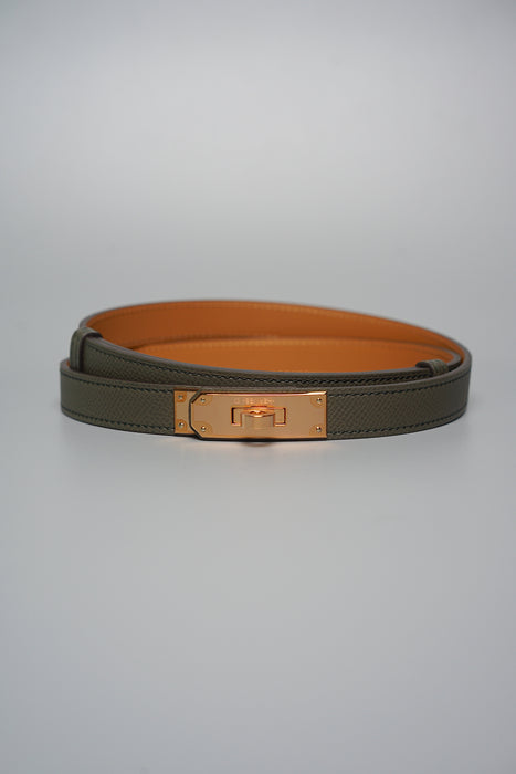 Hermes Kelly 18 Belt in Vert De Gris Rghw (Brand New)