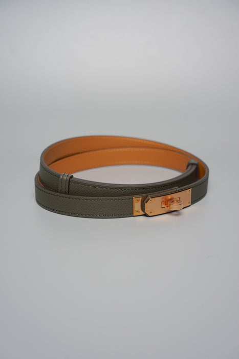 Hermes Kelly 18 Belt in Vert De Gris Rghw (Brand New)