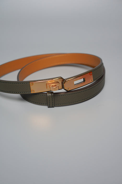 Hermes Kelly 18 Belt in Vert De Gris Rghw (Brand New)