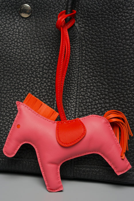 Hermès Rodeo Charm MM in Azalea Pink Rose Azalée, Poppy Orange