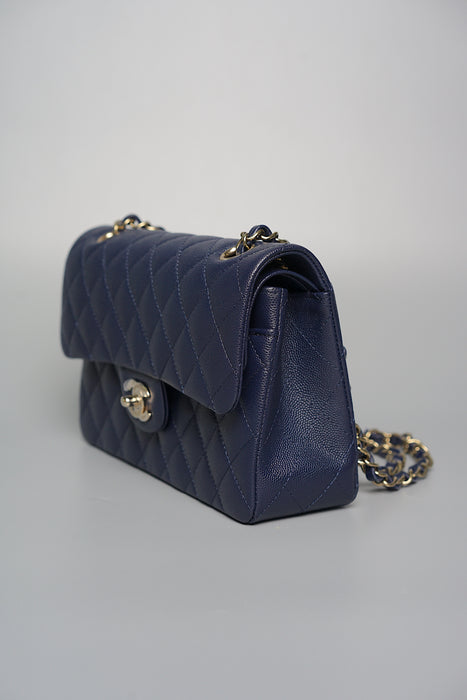 Chanel Small Double Flap in Navy Caviar (Brand New)