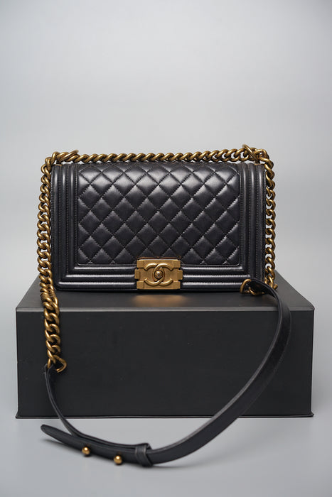 Chanel Boy Medium in Black Lambskin Ghw