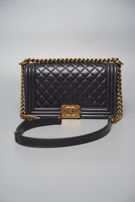 Chanel Boy Medium in Black Lambskin Ghw