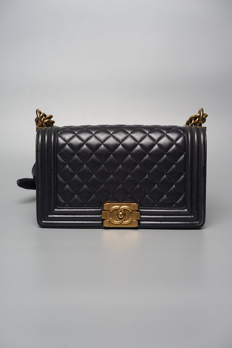 Chanel Boy Medium in Black Lambskin Ghw