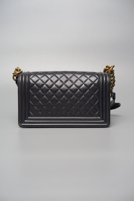 Chanel Boy Medium in Black Lambskin Ghw