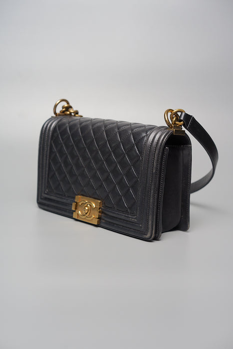 Chanel Boy Medium in Black Lambskin Ghw