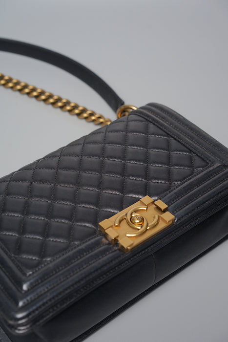 Chanel Boy Medium in Black Lambskin Ghw