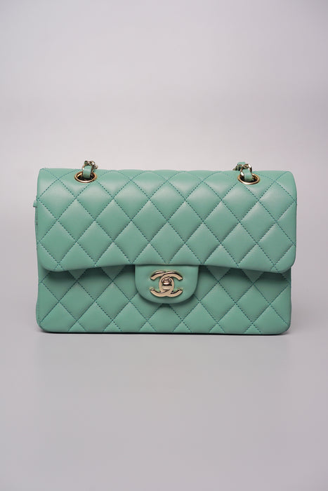 Chanel Small Double Flap in Light Green Lambskin (Brand New)