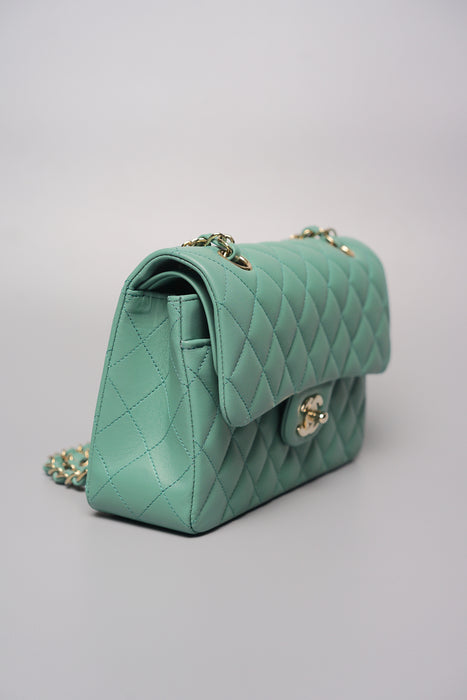 Chanel Small Double Flap in Light Green Lambskin (Brand New)