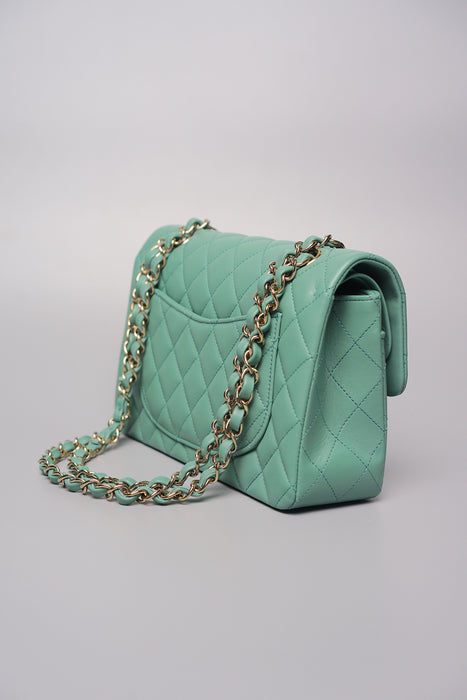 Chanel Small Double Flap in Light Green Lambskin (Brand New)