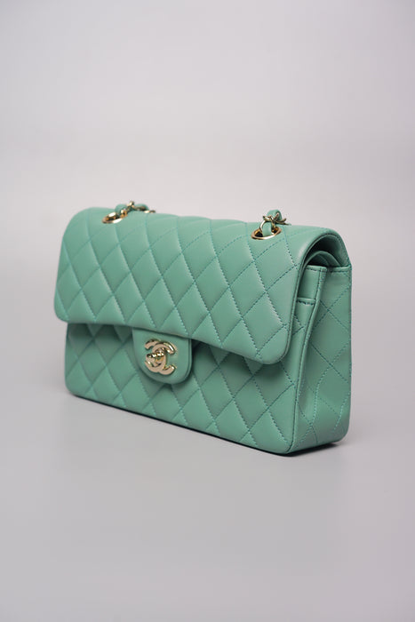 Chanel Small Double Flap in Light Green Lambskin (Brand New)