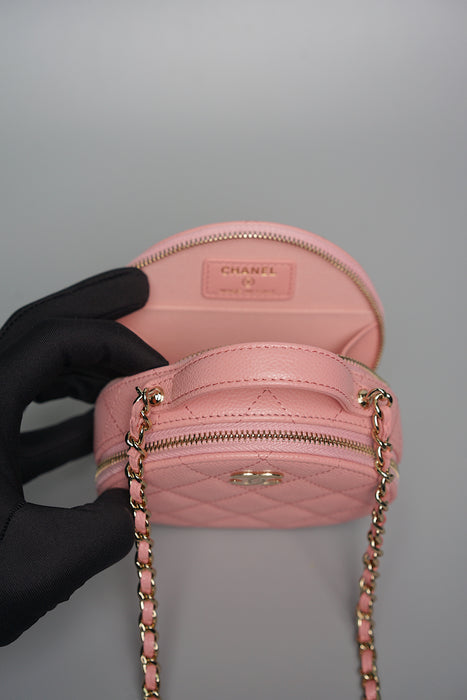 Chanel Round Vanity in Pink Caviar (Brand New)