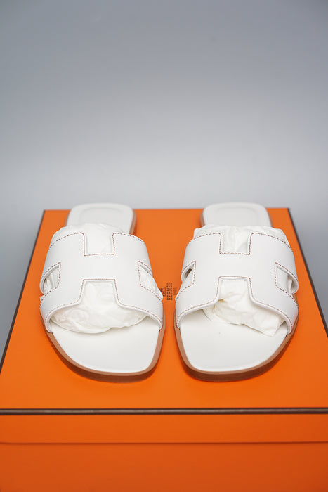 Hermes Oran Sandals in White Size 37 (Brand New)