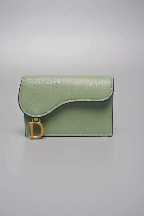 Dior Saddle Flap Card Holder in Lotus (Brand New)