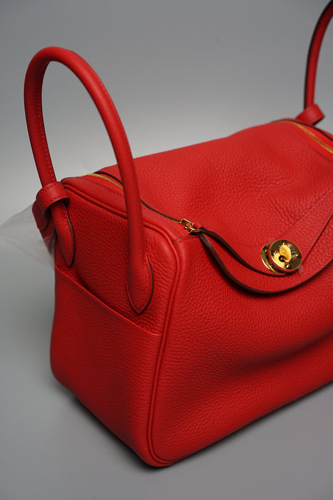 Hermes Lindy 26 in Vermillon Ghw (Brand New)