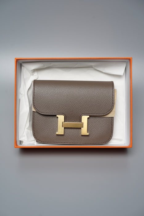 Hermes Gris Etain Constance Slim Wallet (Brand New)