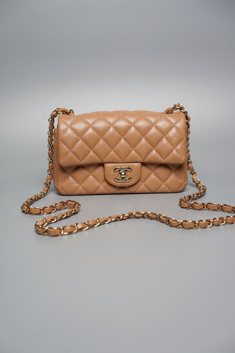 Chanel Mini Rectangular in Dark Beige Caviar Ghw