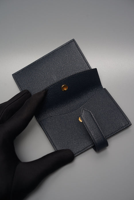 Hermes Mini Compact Bearn Wallet in Blue Indigo