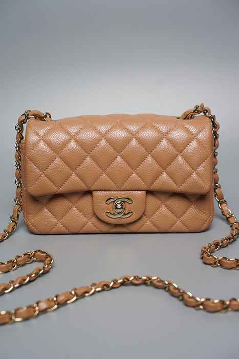 Chanel mini rectangular caviar beige sale