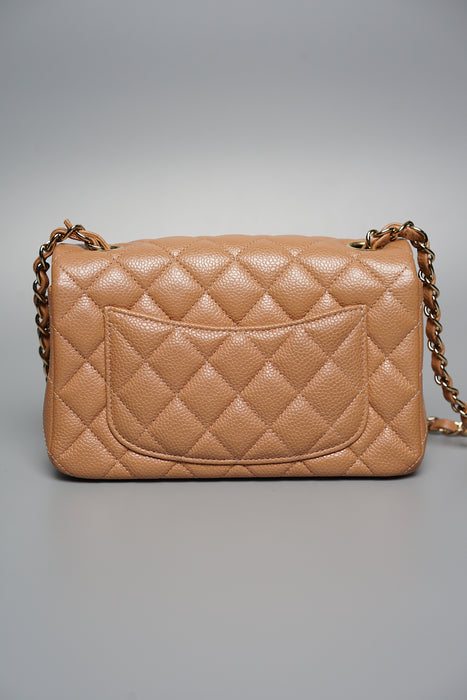 Chanel Mini Rectangular in Dark Beige Caviar Ghw